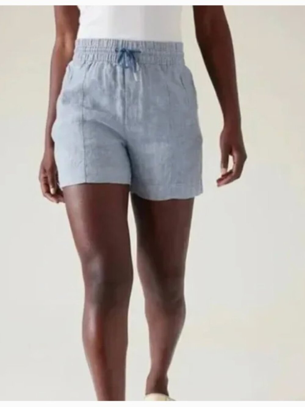 Athleta Linen Shorts Blue Chambray Size 12 EUC - Picture 2 of 7